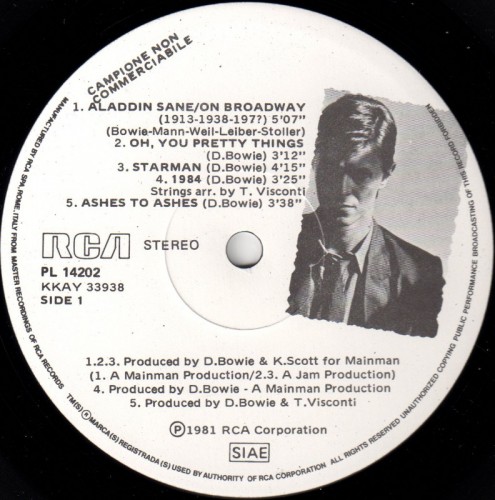This is a thumbnail + LP 1981 Changes Two RCA PL 14202 Italy promo Label 1.jpg