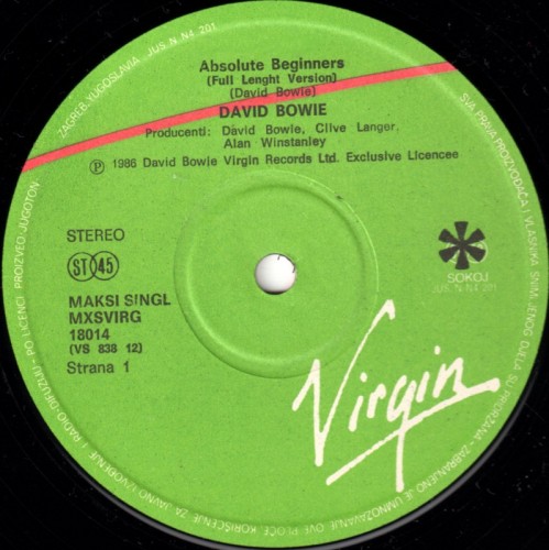 This is a thumbnail + MA 1986 Absolute beginners MXSVIRG 18014 Yugoslavia Label 1.jpg