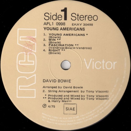 This is a thumbnail + LP 197x Young Americans RCA APL1 0998 Italy Label 1.jpg