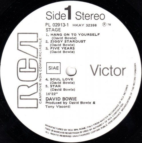 This is a thumbnail + LP 1978 Stage RCA PL 02913(2) Italy WL promo Label 1.jpg