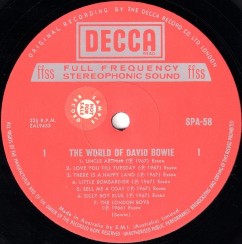 This is a thumbnail + LP 1970 The world of David Bowie Decca SPA 58 Australia promo Label 1.jpg