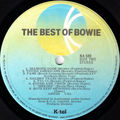 This is a thumbnail + LP 1980 Best of Bowie K-Tel NA 580 New Zealand Alt Label Label 2.jpg