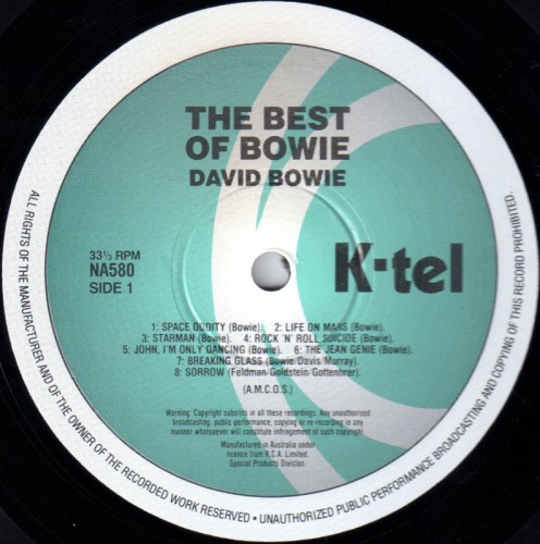 This is a thumbnail + LP 1980 Best of Bowie K-Tel NA 580 New Zealand Alt Label 1.jpg