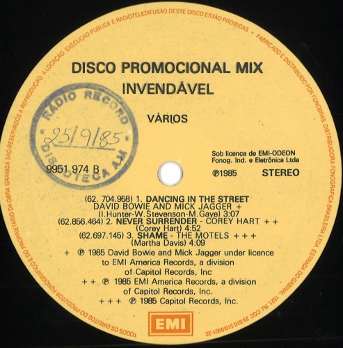 This is a thumbnail + LP 1985 Dancing in the street (var.) EMI 31C 0062007880 Brazil Label B.jpg