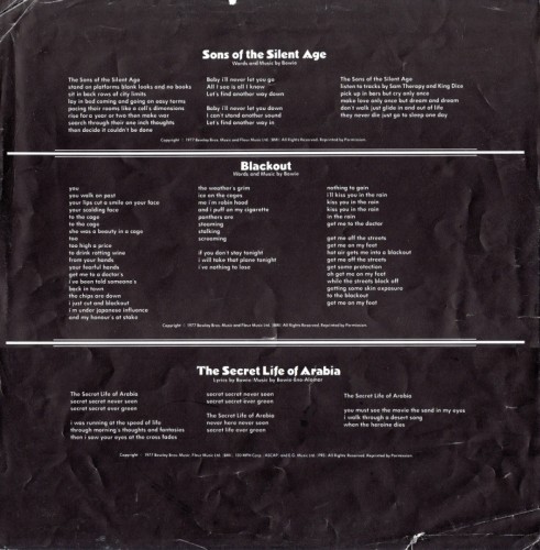This is a thumbnail + LP 1977 Heroes RCA PL 42373 France Insert 2.jpg
