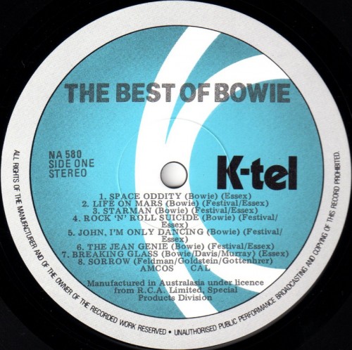 This is a thumbnail + LP 1980 Best of Bowie K-Tel NA 580 New Zealand Label 1.JPG