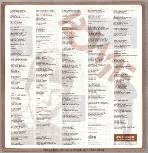 This is a thumbnail + LP 1984 Best of Bowie K-Tel NE 1111 Korea Insert 2.JPG