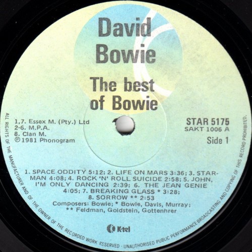This is a thumbnail + LP 1980 Best of Bowie K-Tel STAR 5175 South Africa Label 1.JPG