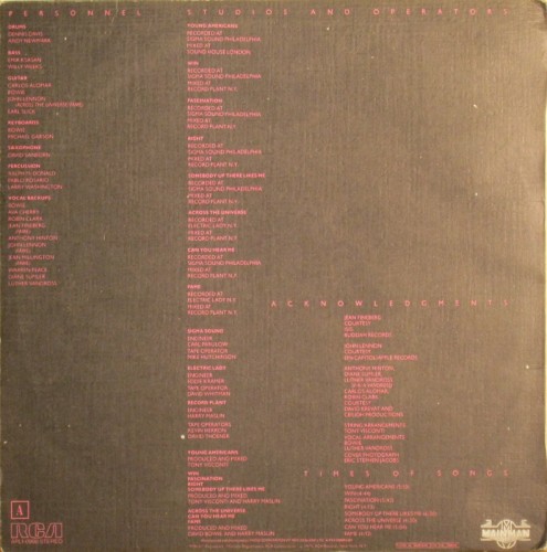 This is a thumbnail + LP 1975 Young Americans RCA APL1-0998 New Zealand Back.jpg
