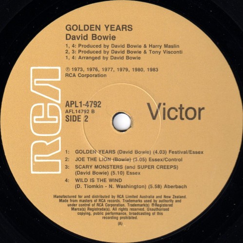 This is a thumbnail + LP Golden years RCA 1983 APL1-4792 Australia Label 2.JPG