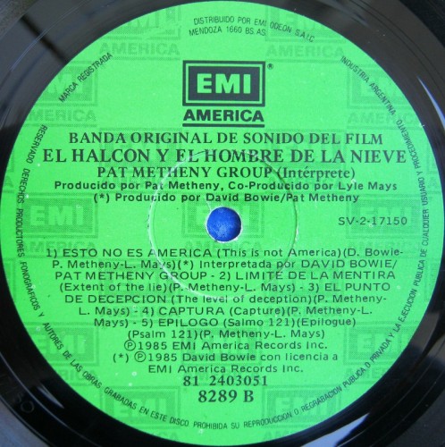 This is a thumbnail + LP 1985 The falcon and the snowman EMI 8289 Argentina Label B.jpg