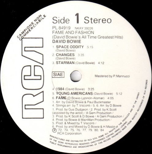 This is a thumbnail + LP 1984 Fame and fashion RCA PL 84919 Italy WL promo Label 1.jpg