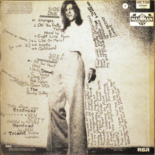This is a thumbnail + LP 1972 Hunky Dory RCA 443041 France Back.jpg