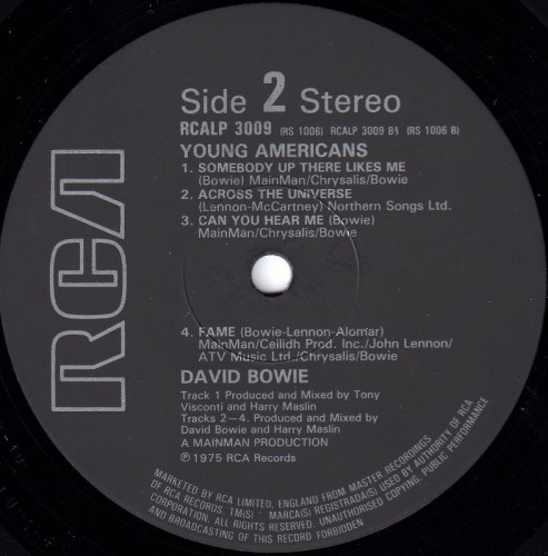 This is a thumbnail + LP 1981 Young Americans RCA UK RCALP 3009 Label 2.jpg