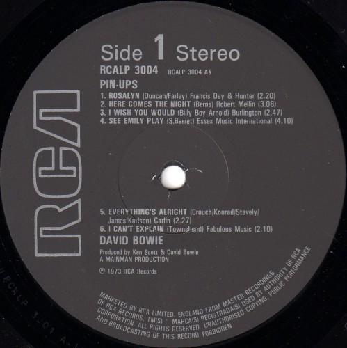 This is a thumbnail + LP 1981 Pin Ups RCA United Kingdom RCALP 3004 Label 1.jpg